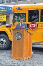 While at Washingtonville High School on Monday, Orange County Executive Steve Neuhaus announced the launch of a new school bus safety program for the county.