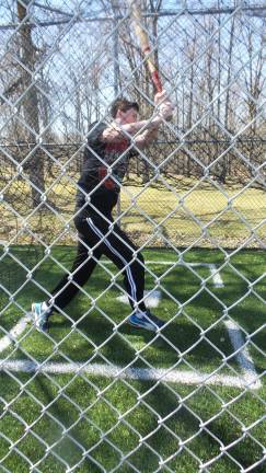 New batting cage honors Art Borin Tim Borin makes contact in the batting cage newly dedicated to his dad (Photo by Frances Ruth Harris)