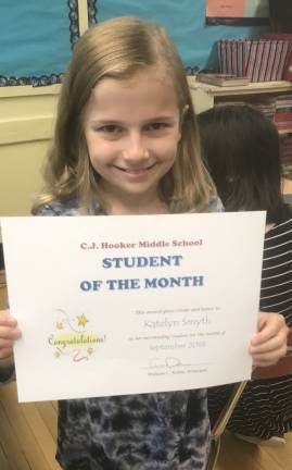 13 named September Students of the Month at C.J. Hooker Middle School Katelyn Smith