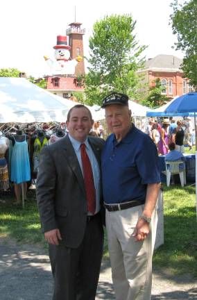 Scenes from Great American Weekend Goshen Mayor Kyle Roddy with Bill Larkin.