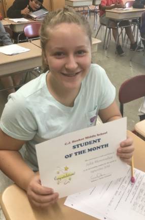 13 named September Students of the Month at C.J. Hooker Middle School Julia Memmelar