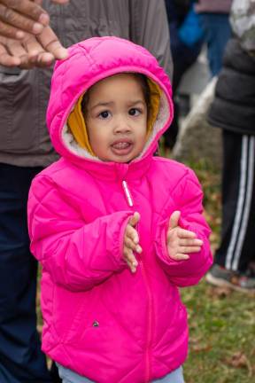 Layla Grace of Chester claps in anticipation of Santa's arrival.