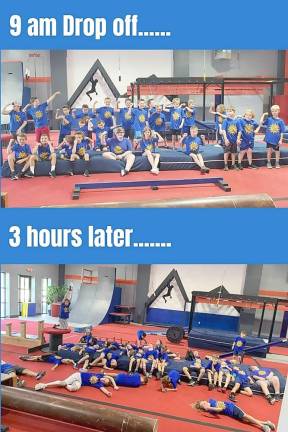 Before and after a long day of training at Camp Ninja Warrior in Sparta, N.J. Photo provided