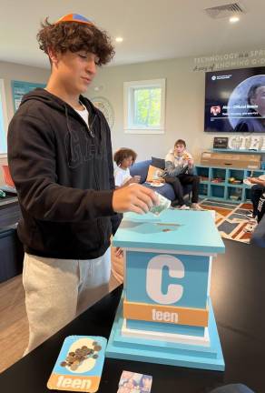 Chabad Teen (CTeen) leader Eitan Einav, who has many relatives in Israel, leads teens to give charity in honor of Israel at the CTeen Lounge at Chabad of Orange County.