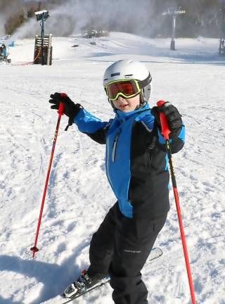 Slade Carlin, 9, enjoys the first day of the 2019-2020 season.