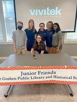 Junior Friends who ran the recent “Growing-up in Goshen” event, left to right: Fiorello Labruna, Lauren Carrol, Jasmine Fernandez, Amanda Fernandez, Jolina Dong, and Eesha Ramanathan