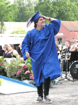 Goshen's Class of 2014 Charles Ricciotti spots the family in the stands.