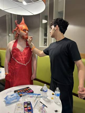 Goshen High wins Odyssey of Mind world championships Nathan Hulse helps Aiden Thornell prepare for their skit. The students do all the work, including props and make-up.