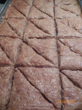 Homemade baklava, like your Greek grandma used to make it. You can order a pan ahead of time one or two pieces won't do it. (Facebook photo)