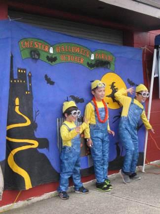 Chester celebrates the haunting season Three happy minions, the Tretola brothers from Warwick: Dylan, 5; and twins Ayden, and Julian, 10 (Photo by Ginny Privitar)