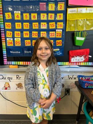 Smiling through the first day of school Audrey’s first day of second grade.