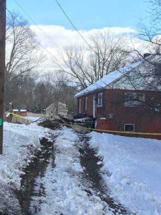 Home destroyed after tractor trailer collision Photo by Erika Norton Tracks could still be seen leading up to the house on Randall Street from a tractor trailer that ran into the home.