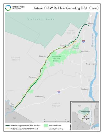 The proposed path of the O&amp;W Trail Corridor.