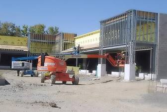 Construction work is ongoing to complete retail space at the Goshen Plaza.