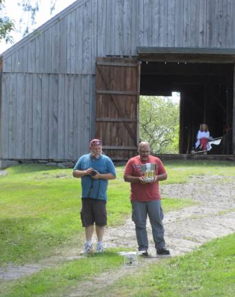 A great day for the Bull family Steve DiStasio, right, operated his drone and took photos of the attendees from above (Photo by Ginny Privitar)