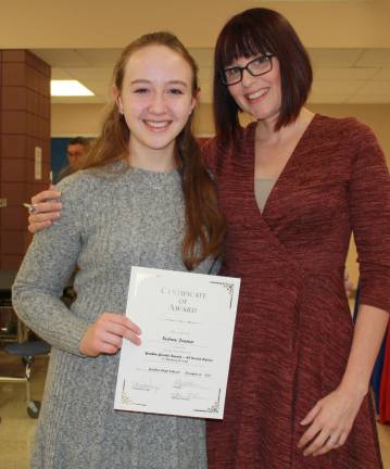 Goshen High School students honored as Goshen Greats Sydney Jessup with Marie Jane Panzer