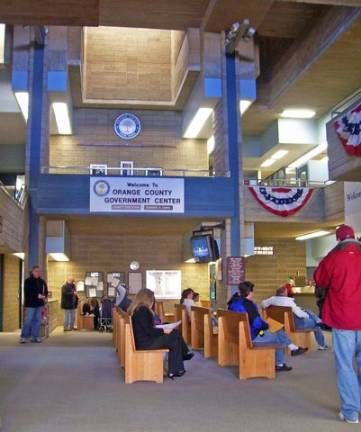 The Department of Motor Vehicles had always been located in the government center in Goshen (pictured), closed since Hurricane Irene struck more than three years ago.