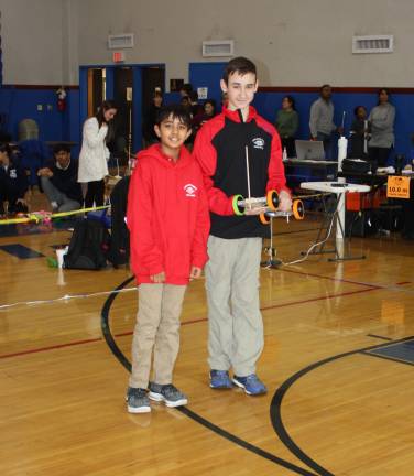 Goshen's Science Olympiad season off to a great start Rohan Chhabra and Jason Barnes won first place in the Battery Buggy event (Photo provided)