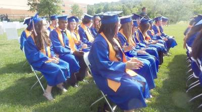 Members pf the Chester Academy Class of 2021 await their moment in the sun. Photos by Frances Ruth Harris unless noted otherwise.