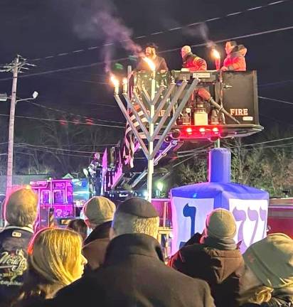 Last year’s menorah lighting in Goshen.