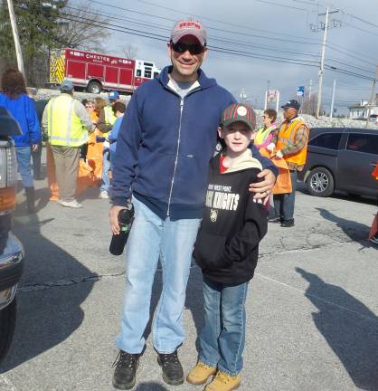 Many hands made light(hearted) work Town of Chester Councilman Ryan Wensley and his son (Photo by Frances Ruth Harris)