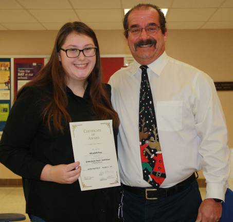 Goshen High School students honored as Goshen Greats Elizabeth Ross with Steve Camposeo