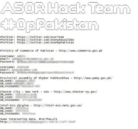 Hacker claims to have infiltrated Chester website This is a screen shot of an image posted through a link on Twitter by a hacker claiming to be associated with the international hacking group Anonymous. The website shows the user names and passwords to government websites in Ukraine, Pakistan and Town of Chester, N.Y.
