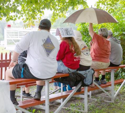 These folks found some shelter from the weather.