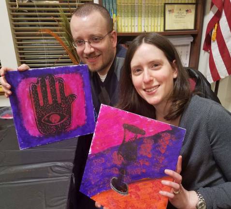 Chabad hosts Jewish pop art event Lee and Michelle Sentell of Monroe display their creations at the Jewish Pop Art event.