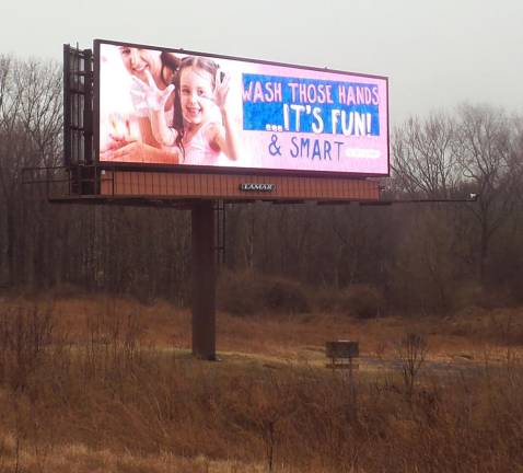 Signs along Route 17 carried public service messages on Friday