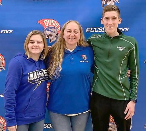 Korianne Moore, Coach Melissa Kubik, and Blake Albanese