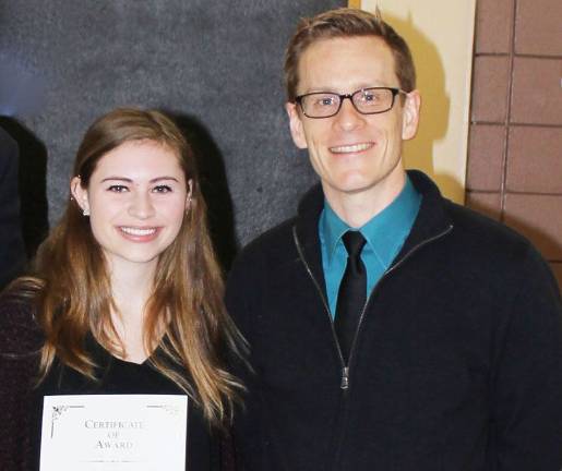 The Goshen Greats Rebecca Morley with social studies teacher Jonathan Redeker