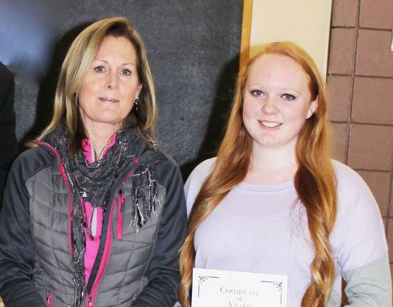 The Goshen Greats Ayla Devenney with physical education teacher Cheryl Gage