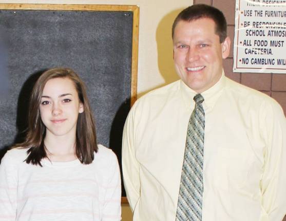 The Goshen Greats Gwendolyn O’Brien with math teacher Andy Krish