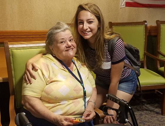 Chabad’s CTeen Cares Program spreads community kindness CTeen leader Shaina Steir visits with a resident at Sapphire Adult home in Goshen (Photo provided)