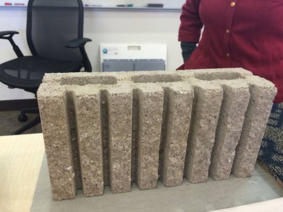 Legislators want more Rudolph in renovation A piece of the reproduction corduroy block that's supposed to be better than Paul Rudolph's original (Photo by Edie Johnson)