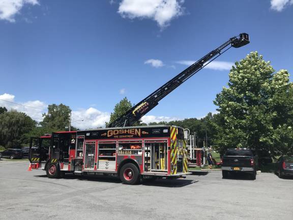 Members of the Goshen Fire Department offered attendees a chance to climb on a fire engine.