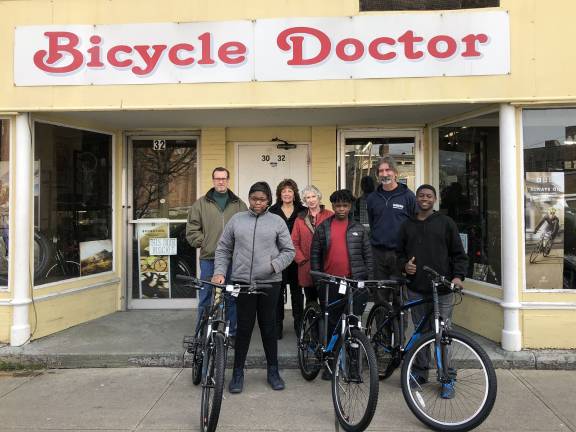 OC Bike Club, Joe’s Fix It’s and The Bicycle Doctor again remember needy children during the holiday season At the Bicycle Doctor, from the left: Don Karlewicz, club treasurer; Devonna Patterson, a bicycle recipient; Pastor Rosey Andrews of Northeast Gateway to Freedom; Peggy Cullen, club vice president; Willie Bryant, a bicycle recipient; Rich Cruet, owner of The Bicycle Doctor; and Michael Lawrence, bicycle recipient.