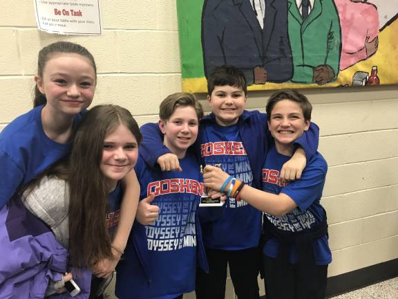 Goshen Odyssey teams place second, third at regional competition The third-place C.J. Hooker Middle School team, from left: Olivia Benker, Veronica Donohue, Jake Lederman, Oliver Stroka, Eric Bunzey. (Photo provided)