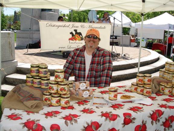 Fresh is back Christopher Wilson, owner/operator of LunaGrown Jam. Wilson grows alms all of the fruit that he uses in his delightful assortment of jams (Photo by Geri Corey)