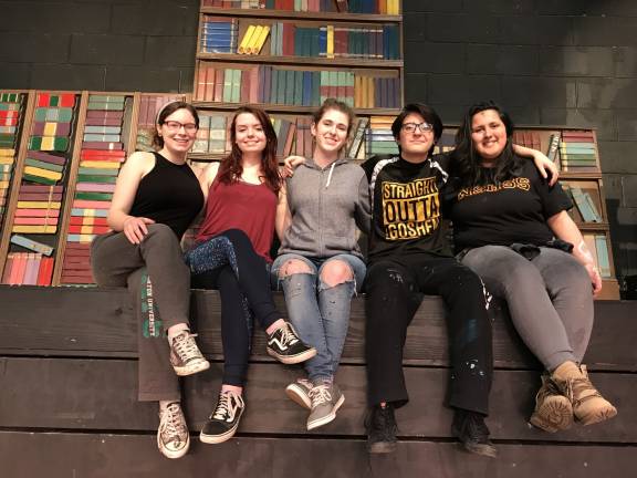 The first ones to arrive, the last ones to leave: that's a good description of the stage crews around the Hudson Valley at this time of year as area high schools prepare for their annual spring musicals. In Goshen, that's even more accurate given the magnitude of the GHS 50+ years of theatrical tradition. These senior members of the stage crew managed to stop for just a few moments during a recent rehearsal for this year's show, 42nd Street. From left: Kelsie Keuerleber, Kimberlee Carroll, Julia Dunleavey, Ollie Gargiulo and Samantha Farias. Missing from photo is senior Amanda Healey. (Photo provided)
