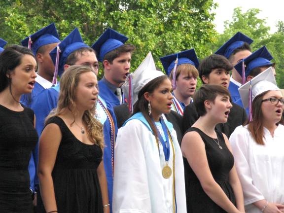 Goshen's Class of 2014 Members of the choir lift their voices in song.