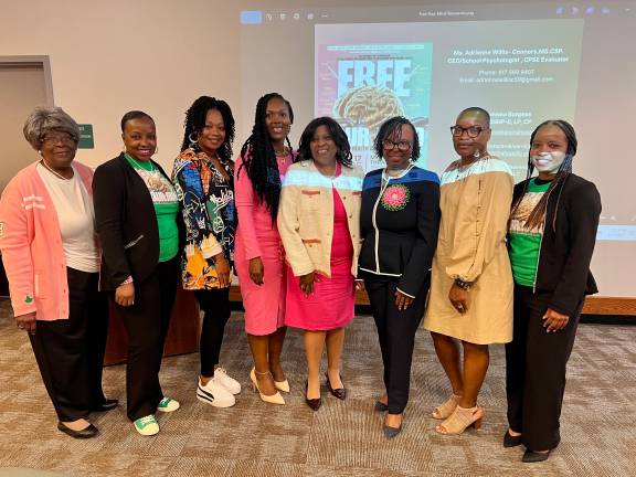 ‘Free Your Mind’ mental health awareness exhibit held in Middletown Marsha Henderson, Saalihah Akbar, Dr. Cierra Osei-Buapim, Dr. Naeema Burgess, Meredith L Henderson, Rasheena Wilson, Adrienne Willis-Connors and Dr. Lernice Henry