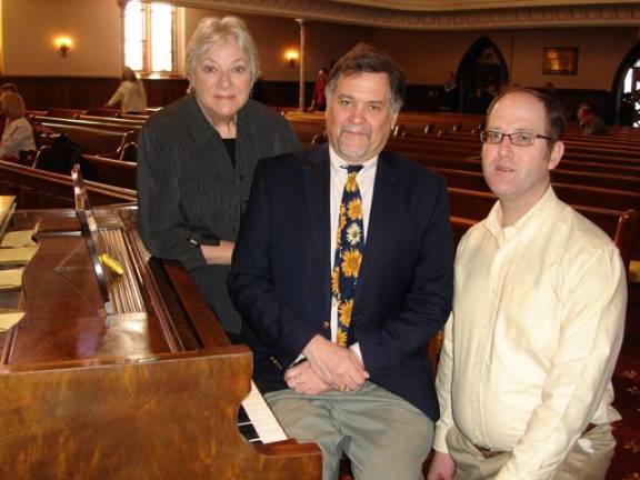 Tower Trio to perform at First Presbyterian The Tower Trio prepares for its upcoming concert at the First Presbyterian Church in Goshen on Sunday, March 18, in the church sanctuary. From from left are Jonathan Hall, Mary Lee Farris and Bill Powers. Admission is free but a free will offering to support the church organ restoration fund will be gratefully accepted. Light refreshments will be served following the concert. (Photo provided)