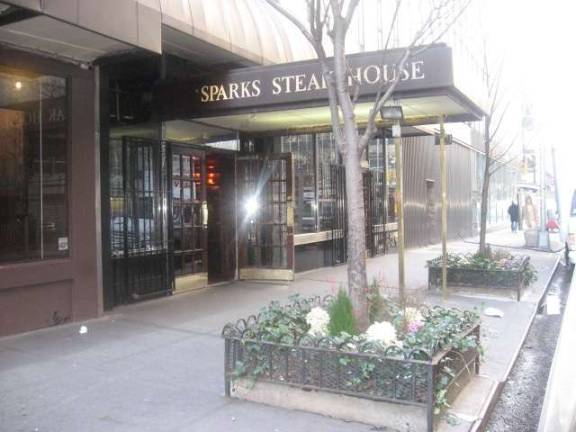CARNIVORES, REJOICE! The outside of Sparks Steak House, at 210 East 46th Street in the heart of the old Steak Row, which once housed dozens of chophouses. Photo: Piffloman, via Wikimedia Commons