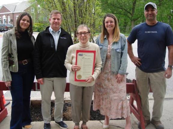 Helping to provide a greener, healthier Goshen on Arbor Day are (l-r) Carly Glasse, Scott Wohl, Marcia Mattheus, Molly O’Donnell, and Peter Patel.