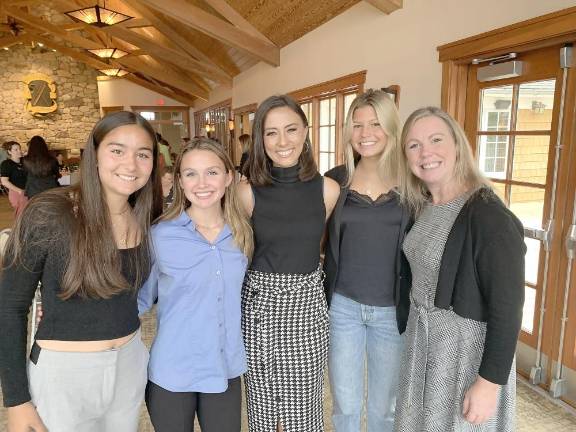 Student Grace Patel, student Julianna Kirk, Ms. New York State Syndey Parks, student Alexa Kriney and Goshen High School Principal Jennifer Martin.