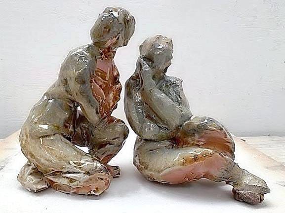 Figurative paintings, drawings, and sculpture at SUNY Orange Woman Kneeling, Woman Seated