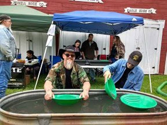 Gold fever strikes Museum Village Prospector Jack, aka John Dorval, and Hillbilly John, aka John Clark (Photo by Ginny Privitar)