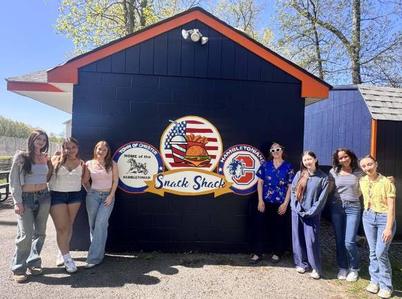 Mural painted by Chester Academy artists unveiled at Chester Commons Artists posing with the mural at the snack shack at Chester Commons. Photos provided by Chester School District.